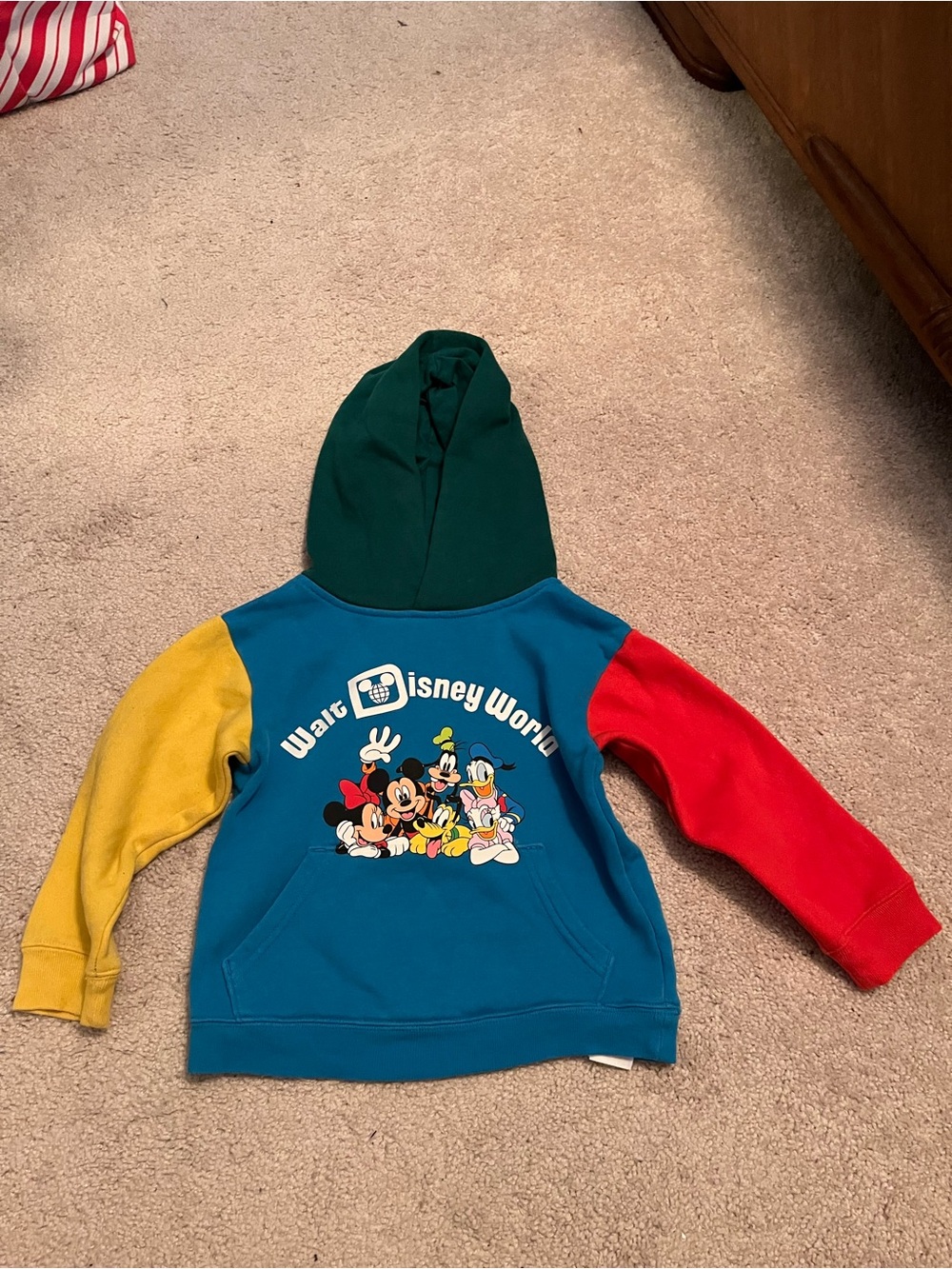 Disney Colorblock Hoodie with Mickey & Friends - Teal/Green/Red/Yellow